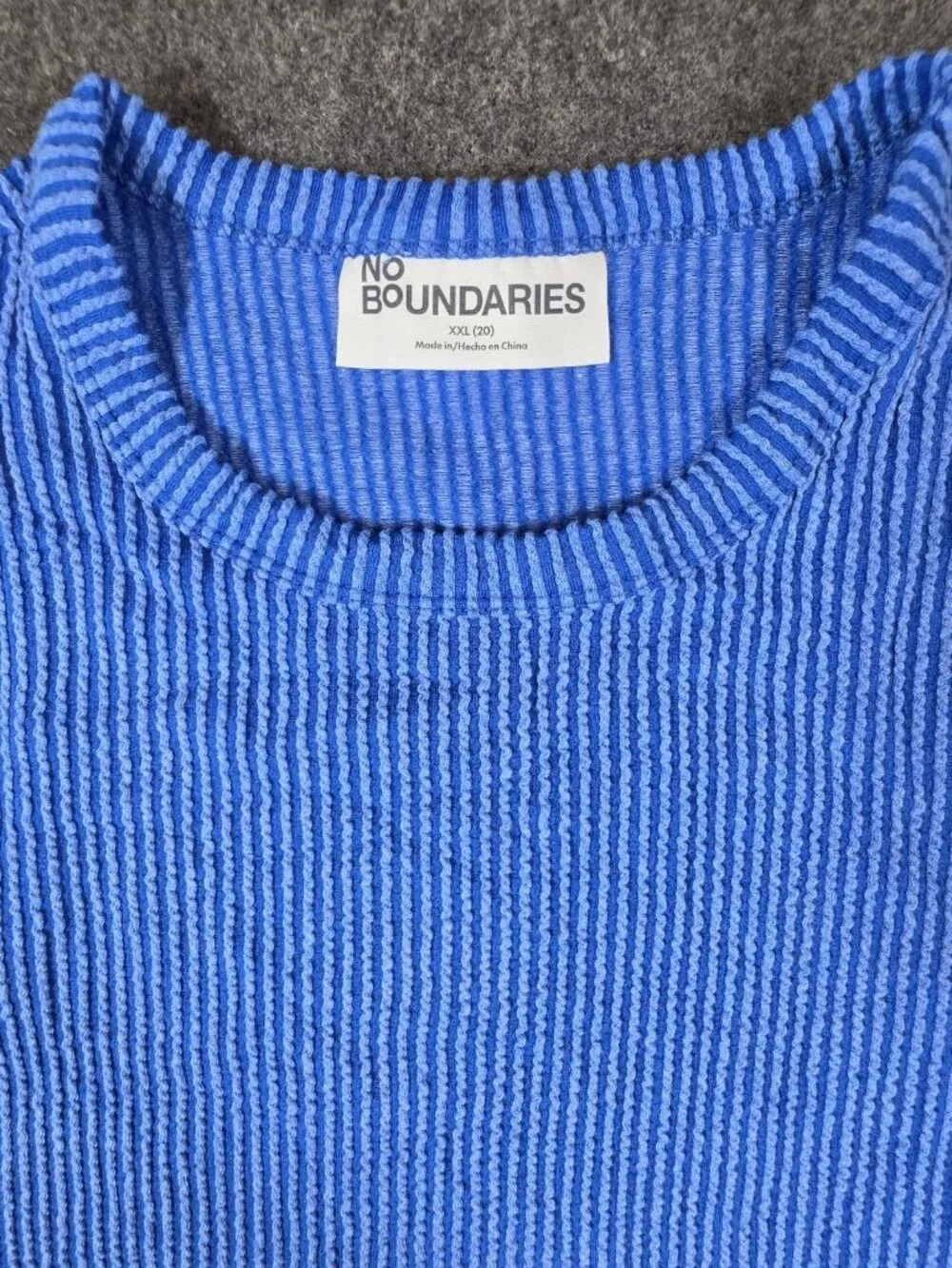 No Boundaries Ribbed Knit 2-Piece Set Top XXL 20 Skirt L 12-14 Blue Stripe